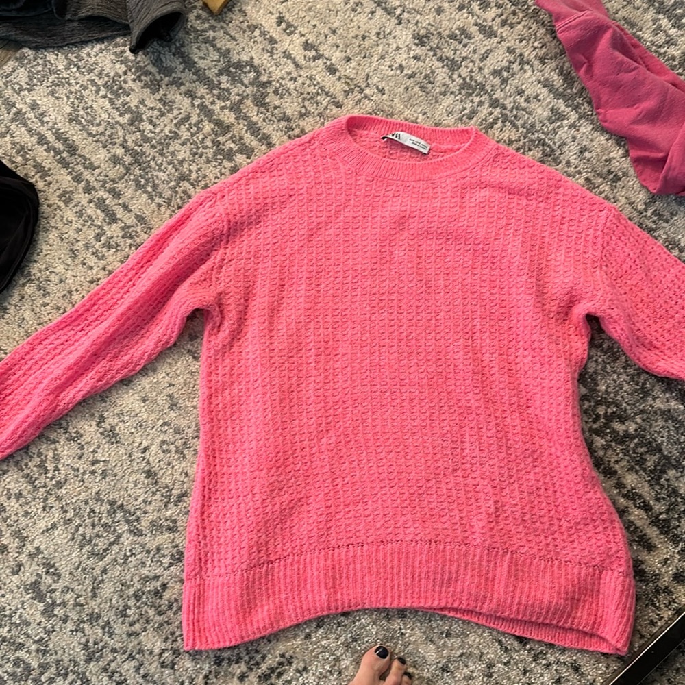 Zara waffle pink sweater